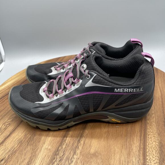 Merrell Siren Edge Shoes Womens 9.5 Black Purple Trail Running Hiking Vibram - Picture 3 of 8